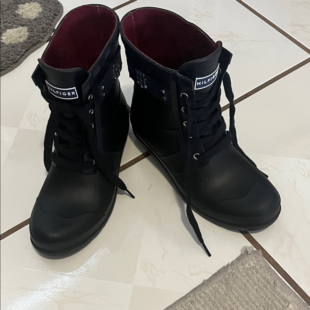 Tommy Hilfiger Black Combat Boots